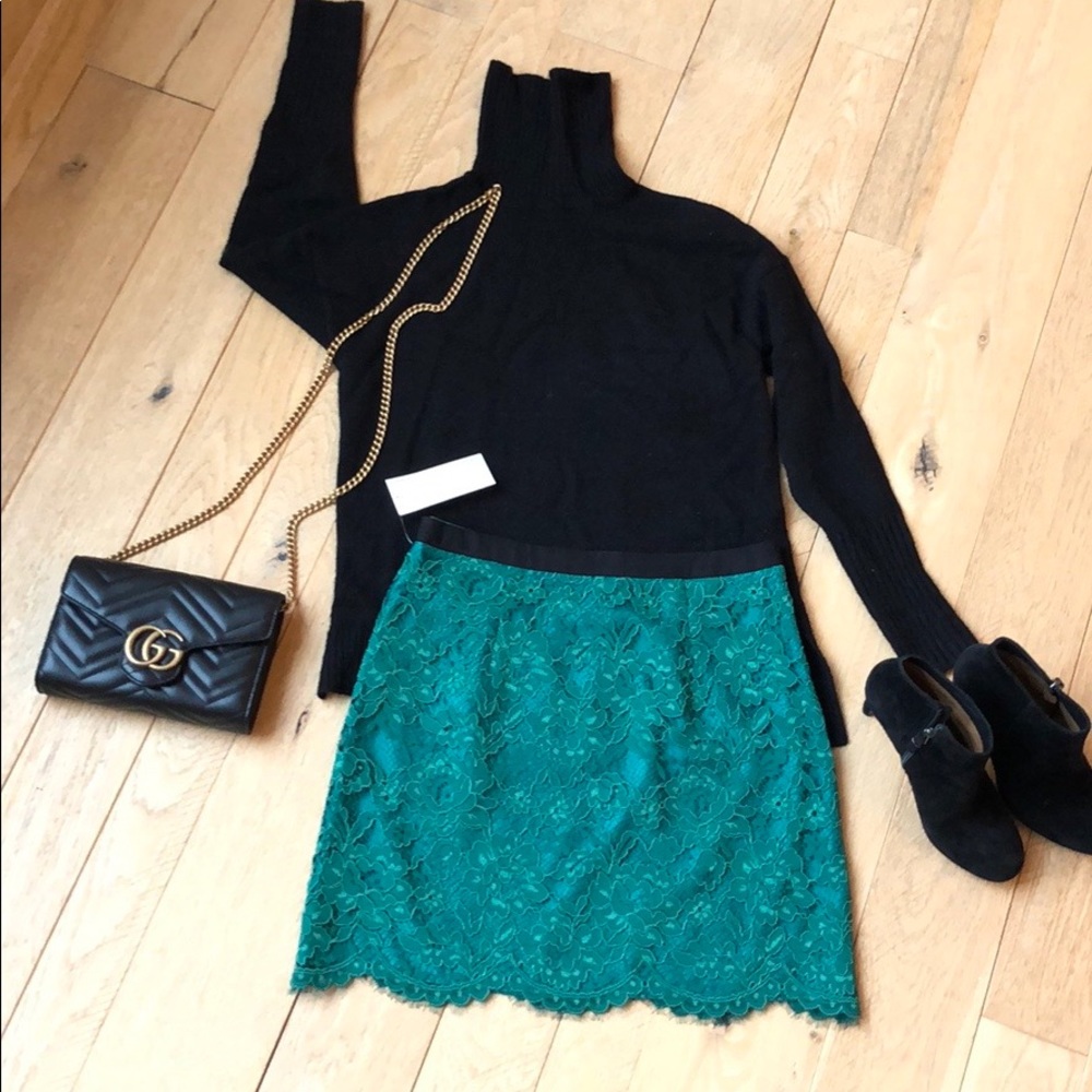 Shoshana Emerald Lace Mini Skirt